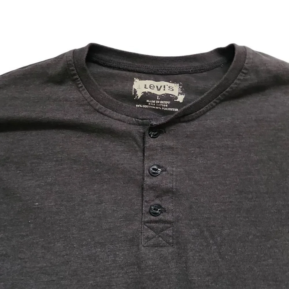 Levi's Men's Vintage Gray Long Sleeve Henley Top - Size Large